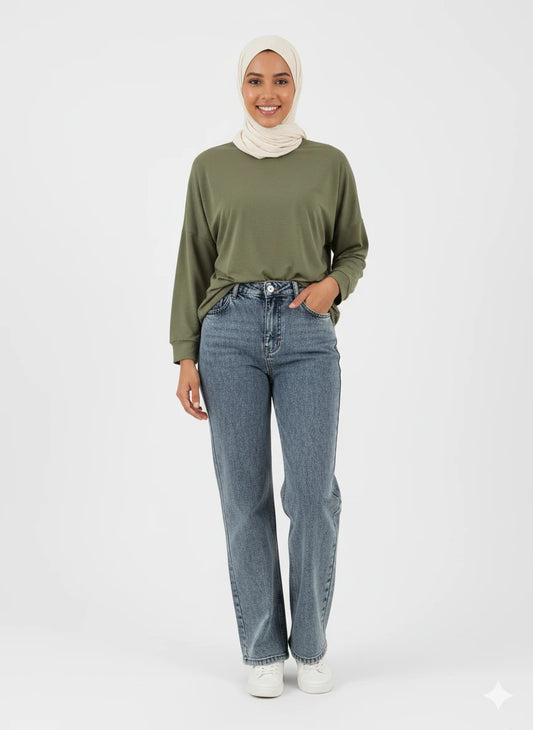 Wide-Leg Denim Jeans