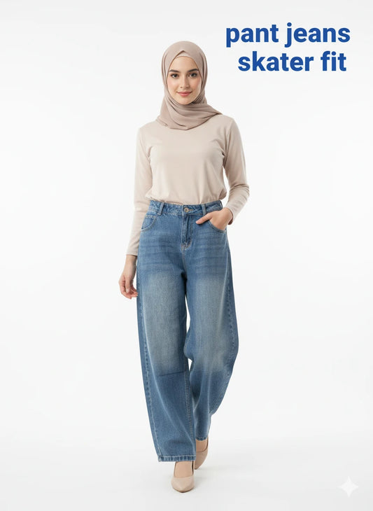 Skater Fit Washed Denim Jeans