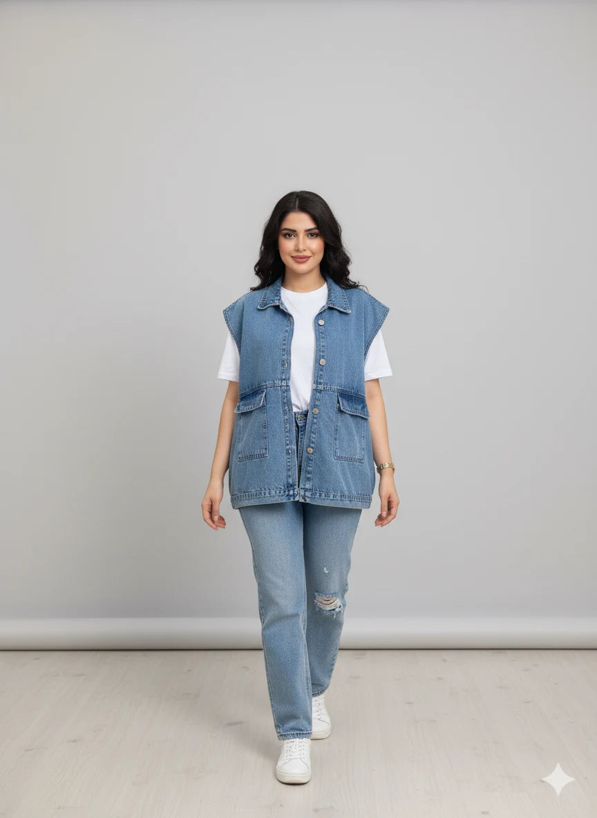 Denim Sleeveless Vest