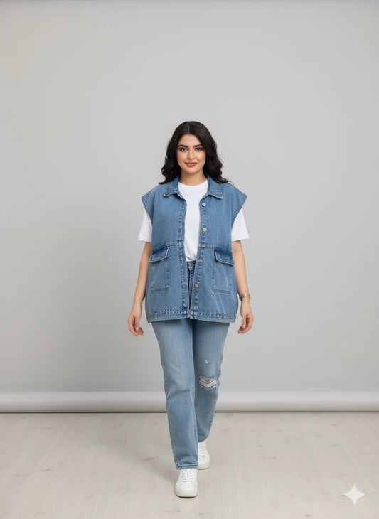 Denim Sleeveless Vest